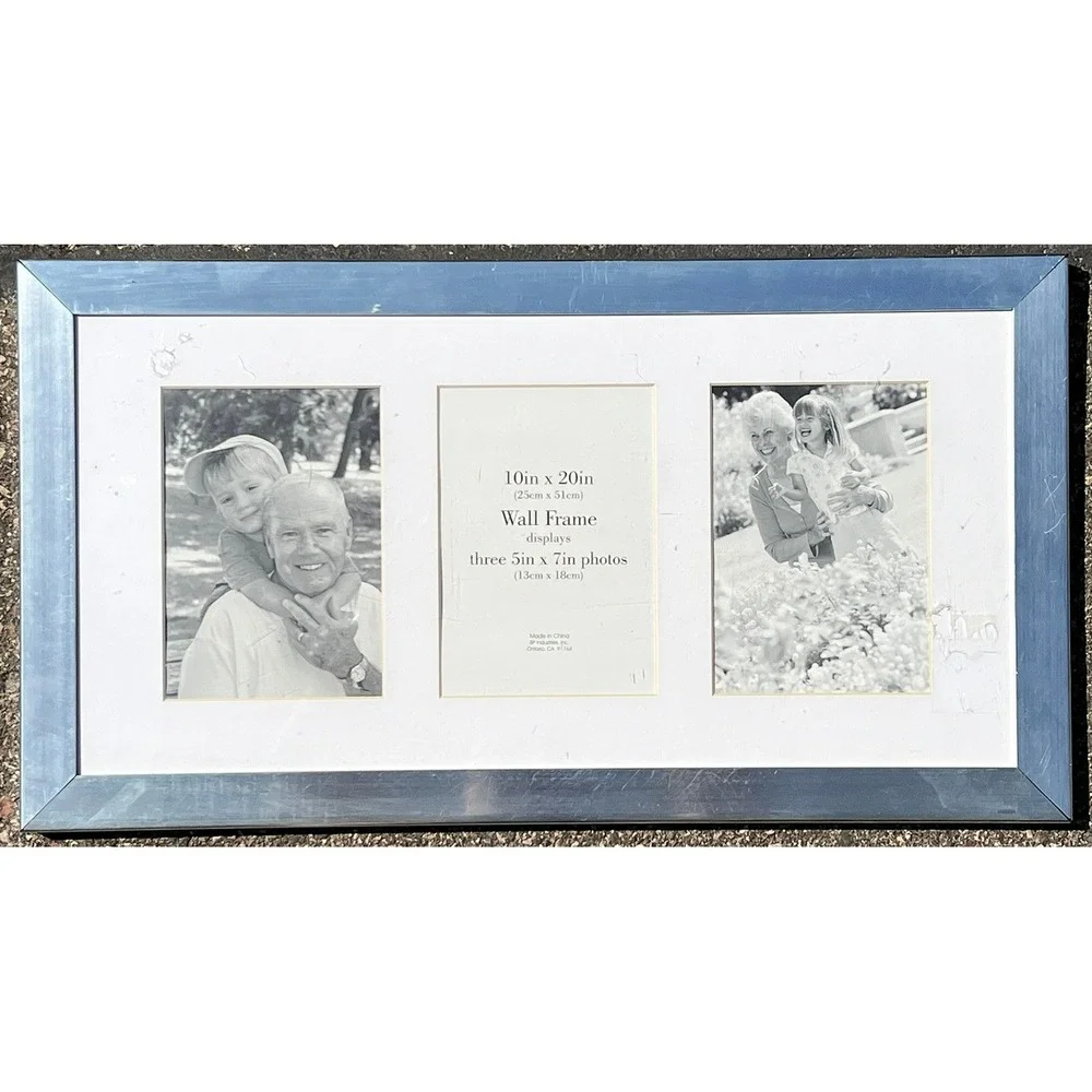 BP Industries Wall Frame Multi Photo 10x20 Silver New 1pc 3-Opening 5x7